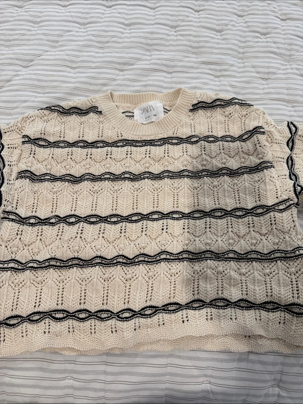 Zara Cream Knit Two-Piece Set with Black Trim
